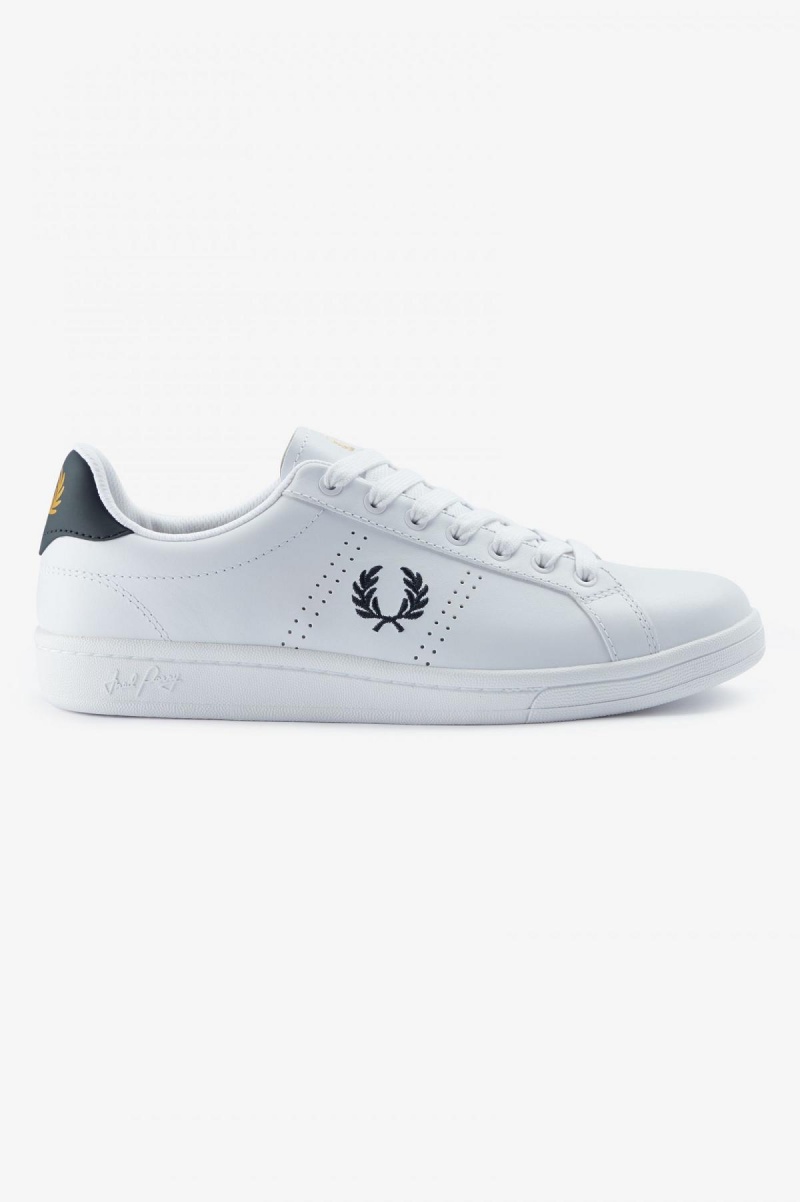 White / Navy Fred Perry B721 Men\'s Shoes | QSGWA16926