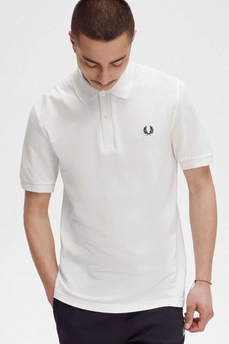 White / Navy Fred Perry M3 Men's Polo Shirts | XSGGW18280