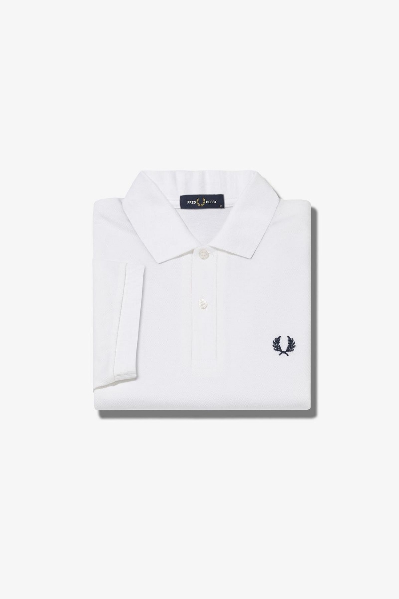 White / Navy Fred Perry M6000 Men\'s Fred Perry Shirt | SGEGJ21054