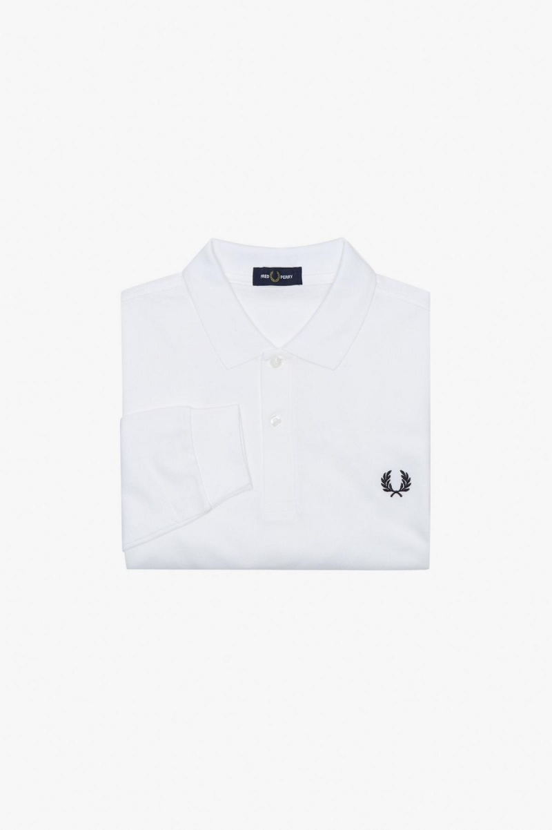 White / Navy Fred Perry M6006 Men\'s Fred Perry Shirt | ASGDF79496