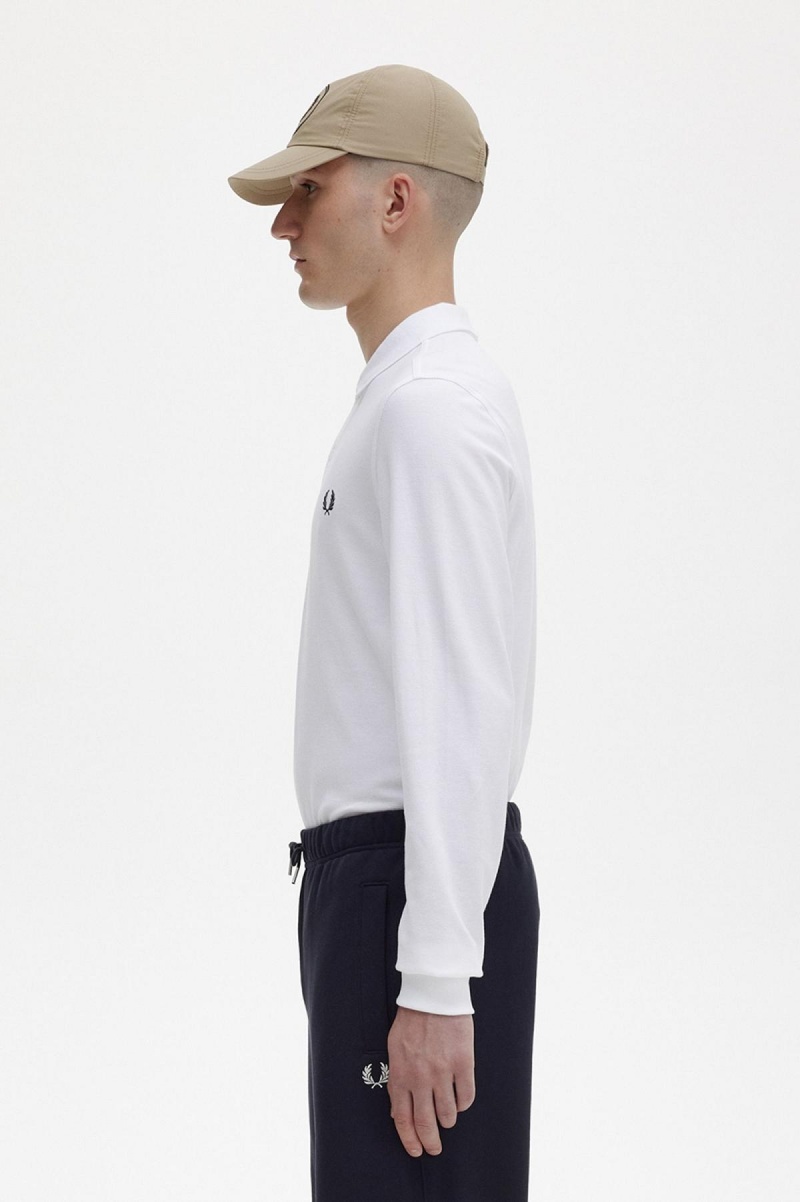 White / Navy Fred Perry M6006 Men's Polo Shirts | ASGDF20855